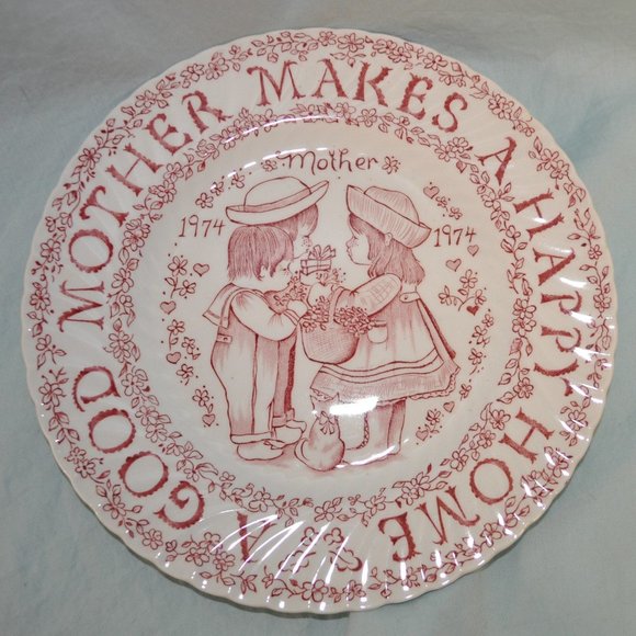 1974 TWO mother & child plates crownford china happy birthday & home (42) - Picture 2 of 10